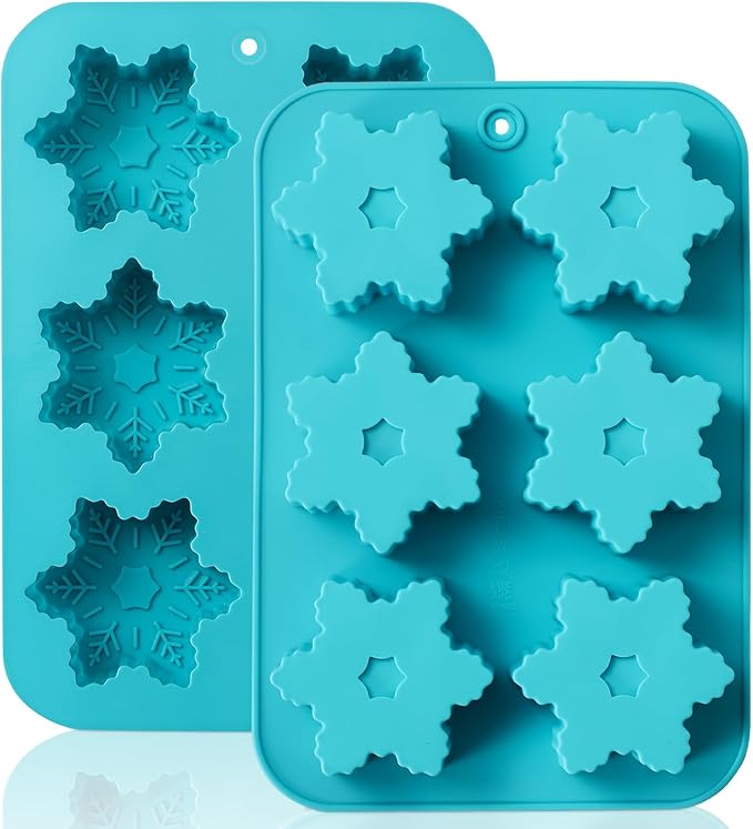 HKNMTT Snowflake Christmas Silicone Mold 12 Cavity for Holiday Soap Chocolate Cocoa Bomb Ice Candy Oreo Covered Jello Xmas Winter Wax, Oven Safe Baking Frozen Food Grade Moulds DIY Candle Craft Set