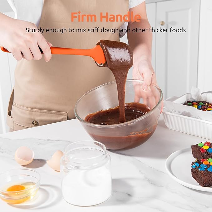 U-Taste 600ºF Heat Resistant Silicone Spatulas: Flexible Food-Grade Silicon Baking Scraper, Kitchen Cooking Mixing Utensils with Upgraded Sturdy Handle Tip for Nonstick Cookware (4-Pc., Orange)