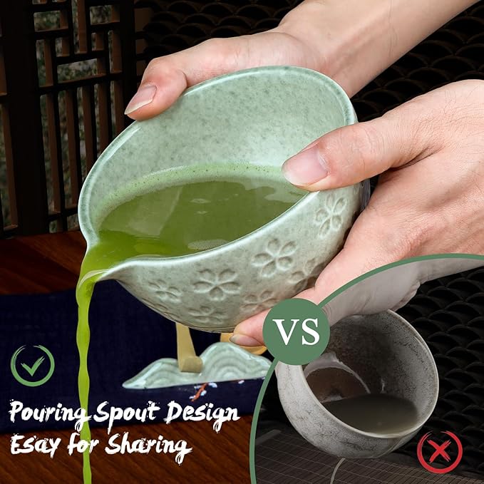 Matcha Whisk Set, 8Pcs Matcha Set Kit include Matcha Bowl, Matcha Whisk and Holder, Bamboo Scoop, Scoop Rest, Sifter and Tea Towel, Matcha Whisk and Bowl Set for Matcha Lovers and Beginers
