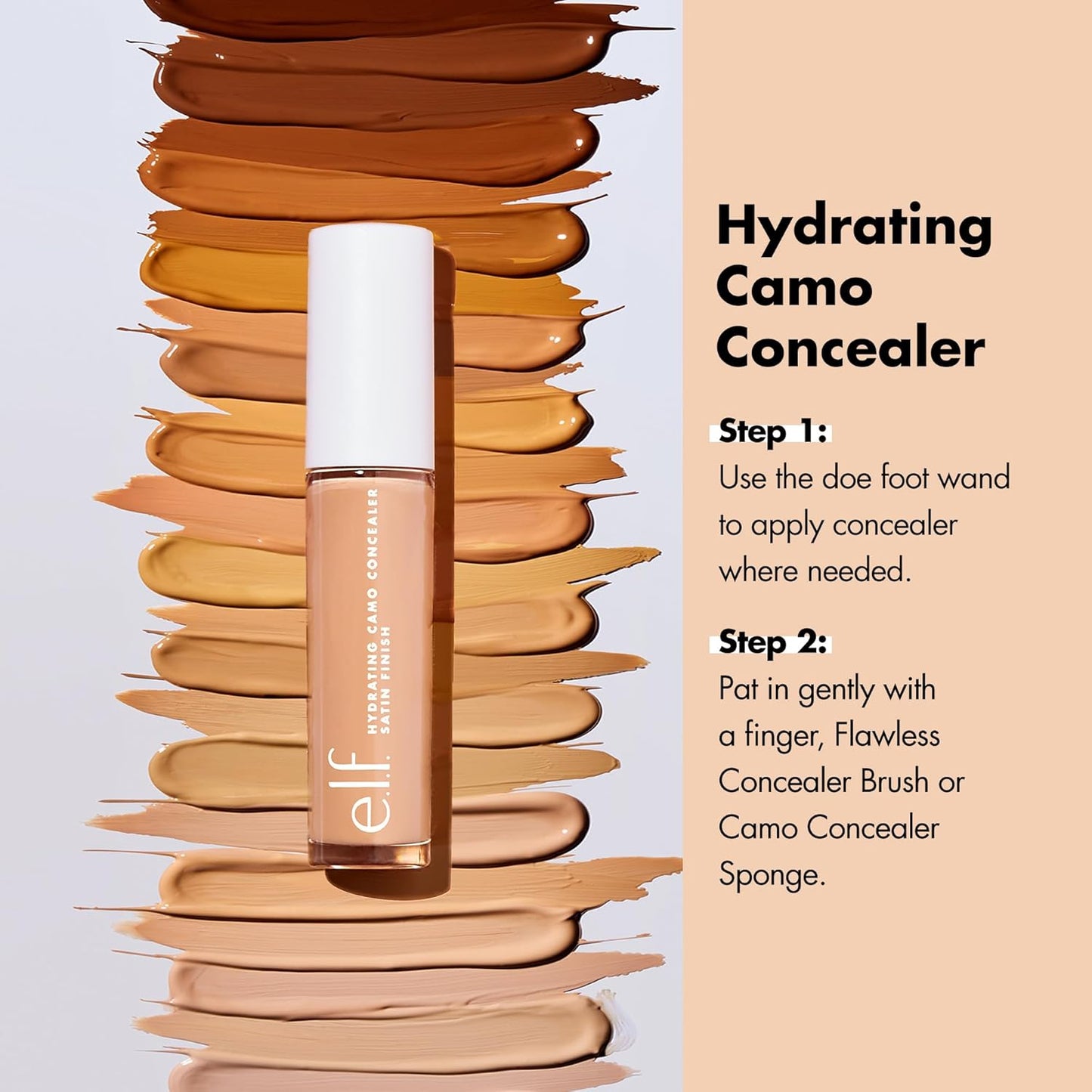 e.l.f. Hydrating Camo Concealer, Covers Blemishes & Under-Eye Circles, Full-Coverage & Delivers A Satin Finish, Vegan & Cruelty-Free, Deep Cinnamon