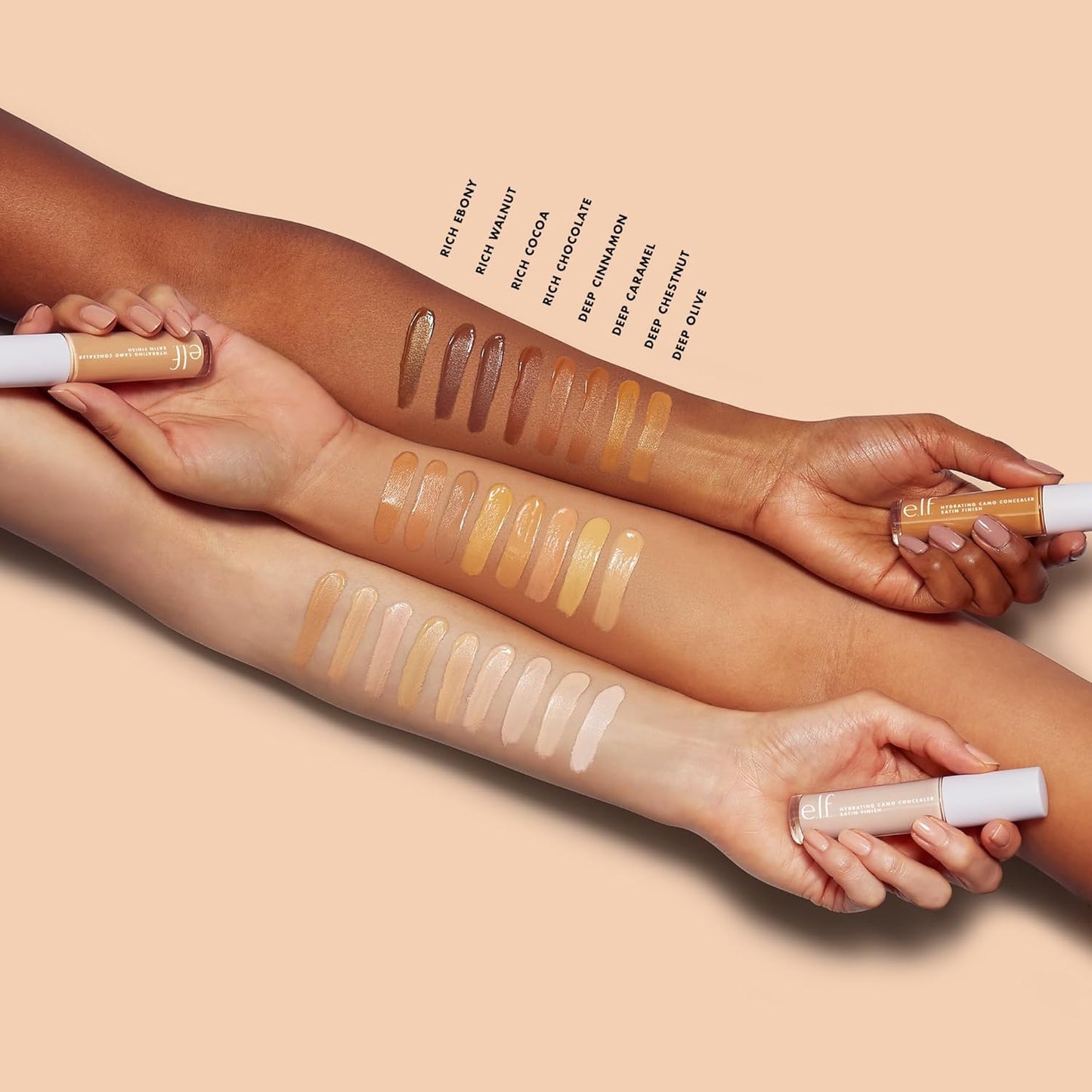 e.l.f. Hydrating Camo Concealer, Covers Blemishes & Under-Eye Circles, Full-Coverage & Delivers A Satin Finish, Vegan & Cruelty-Free, Deep Cinnamon