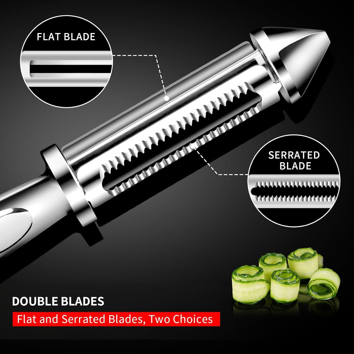MAD SHARK Ultra Sharp Potato Peeler, Fruit Carrot Veggie Peelers for Kitchen,Flat/Serrated Blade 2 in 1-I Shaped Stainless Steel Peelers,Vegetable Peeler with Ergonomic Non-Slip Handle