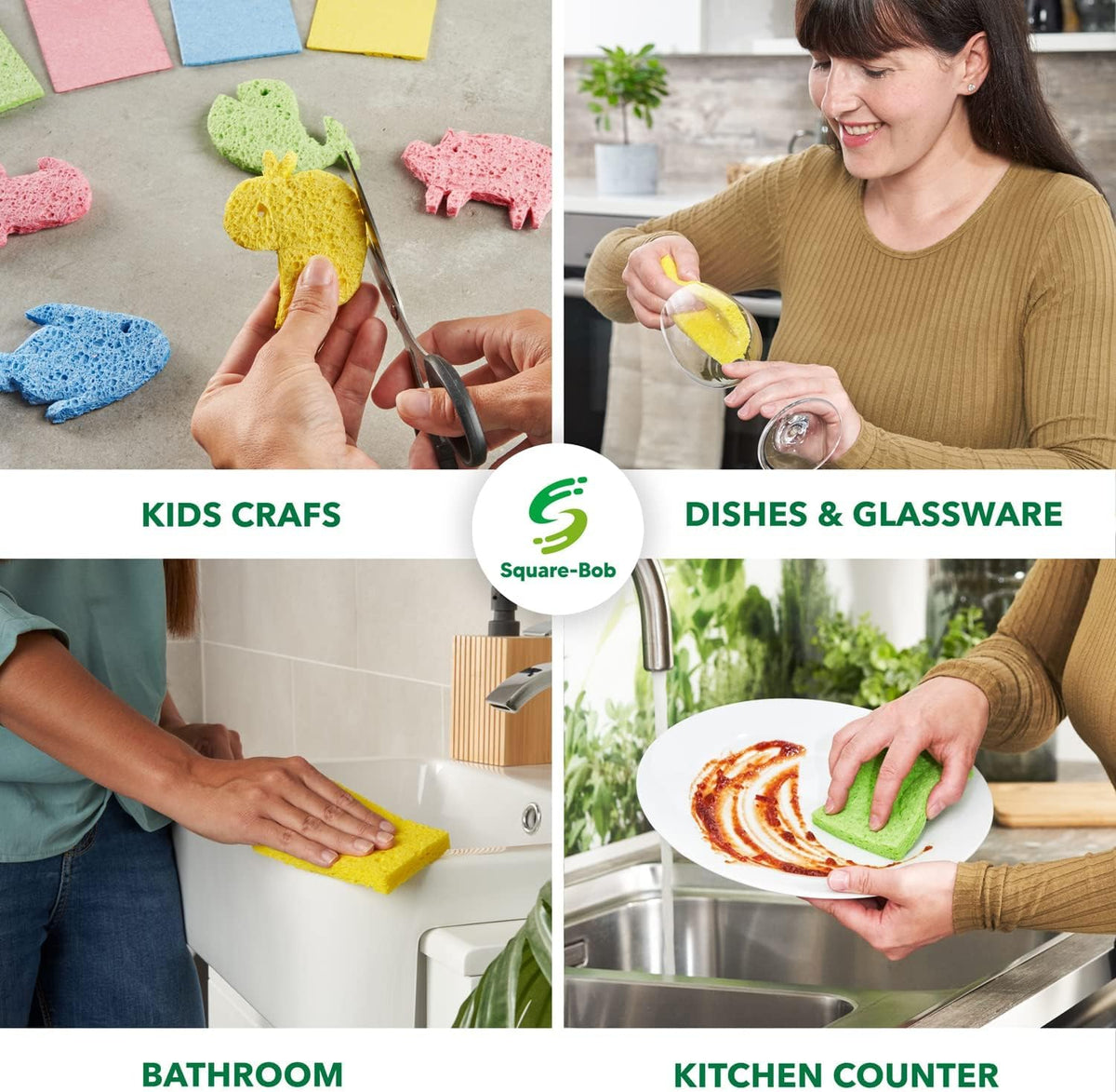 12 PCs Compressed Sponges Kitchen Non-Scratch – Highly Absorbent Kitchen Sponges for Dishes Cleaning, Countertop, Sink, Car –Biodegradable, Quick Drying Cellulose Sponges - Assorted Colors