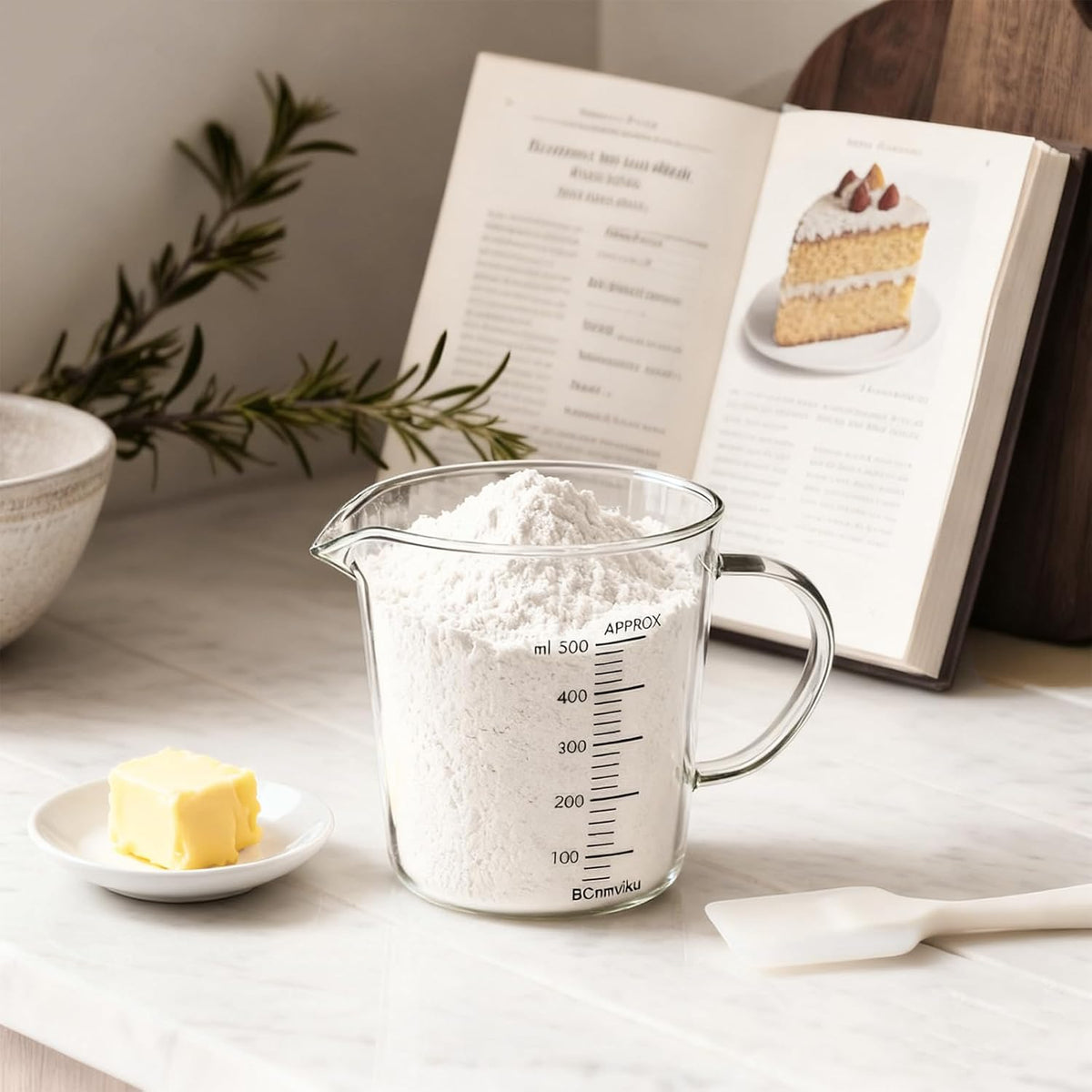 BCnmviku Glass Measuring Cups High Borosilicate [Insulated Handle | V-Shaped Spout]For Prepping Baking and Cooking Preheated Oven Dishwasher Freezer and Microwave Safe (500ml)