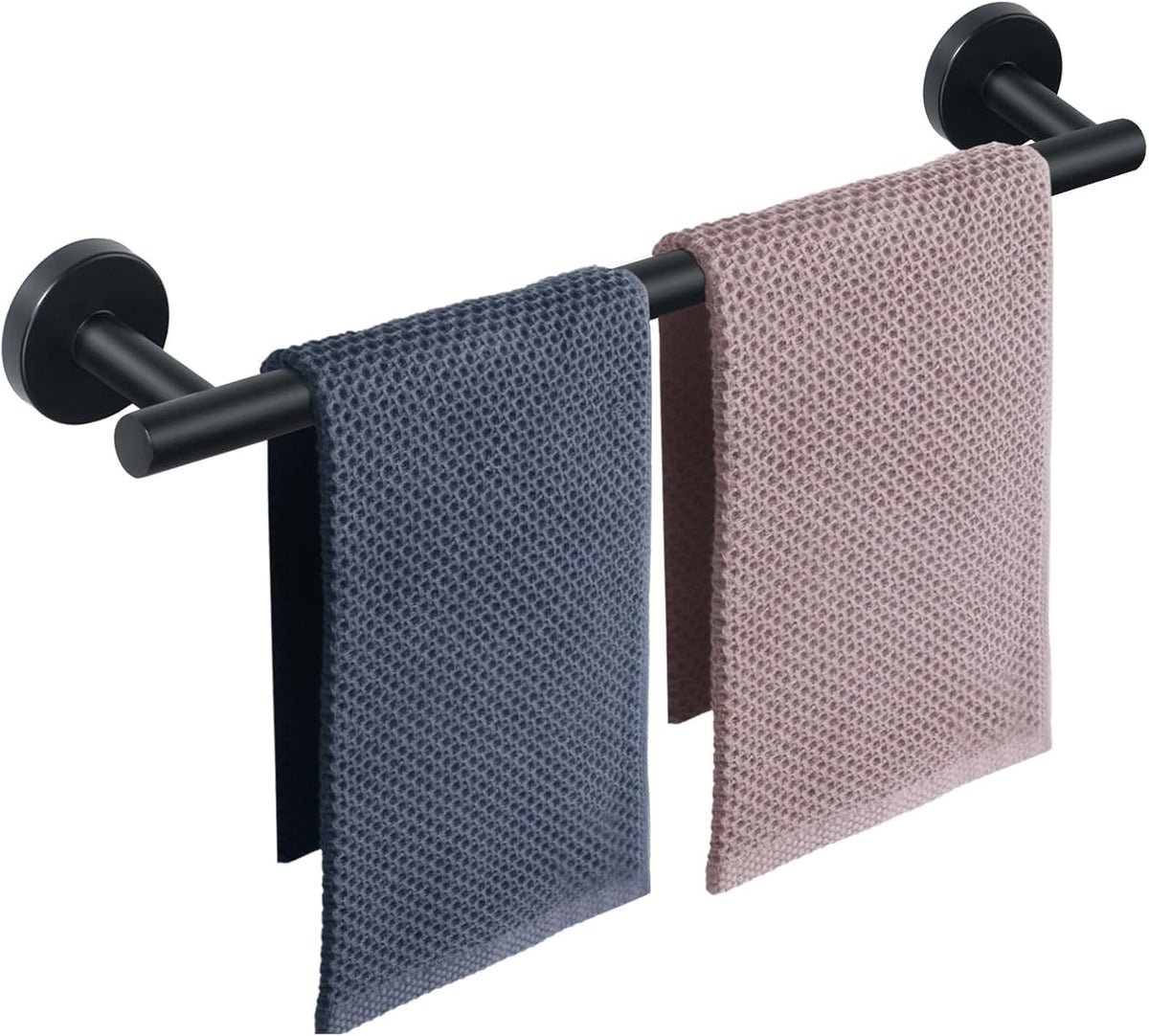 NearMoon Bath Towel Bar, Bath Accessories Thicken Stainless Steel Shower Towel Rack for Bathroom, Towel Holder Wall Mounted (2 Pack, Matte Black, 24 Inch)