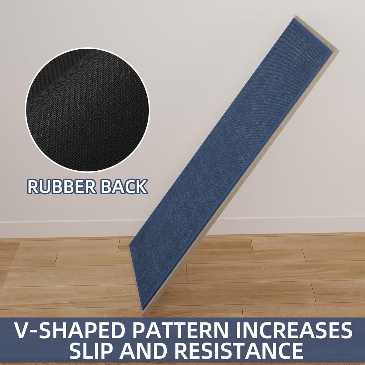 Kitchen Mat Set of 2 PCS, Cushioned Non Slip Rugs for Kitchen Floor, Absorbent Runner Comfort Standing Mats Washable for Kitchen, Office, Home (Dark Blue, 17.3"x47"+17.3"x30")