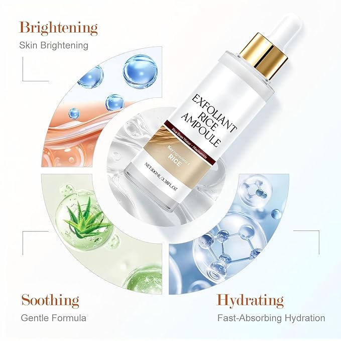 2PCS Peel Shot, Black and White Rice Peeling Ampoule, Rice Ampoule Duo Exfoliating Solution | Moisturizes and Nourishes for a Healthy Glow | Gentle Peel + Pore Minimizer for Face