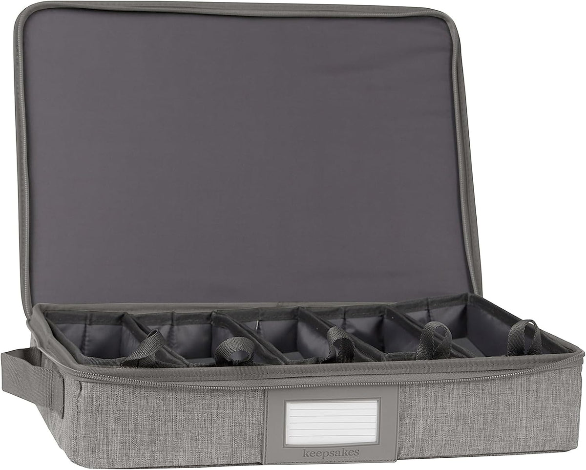 Covermates Keepsakes Flatware Storage Box - Stackable - Reinforced Handles - China Storage, Grey Heather