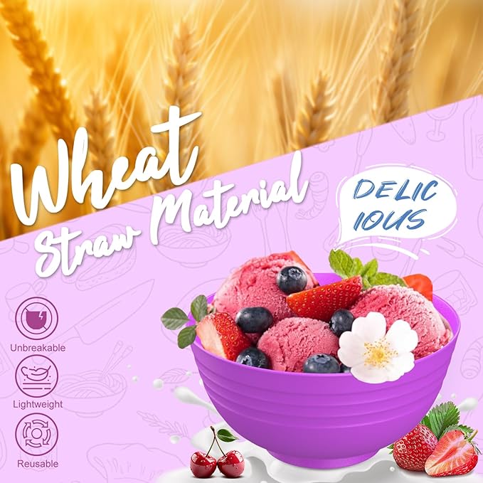 Kitchen Wheat Straw Dinnerware Set | Service for 8 | Unbreakable Dinnerware Set Plates and Bowls Sets Dinner Plates Dessert Plate Drinking Glasses Cereal Bowls Kitchen Dishes Sets - Memphis