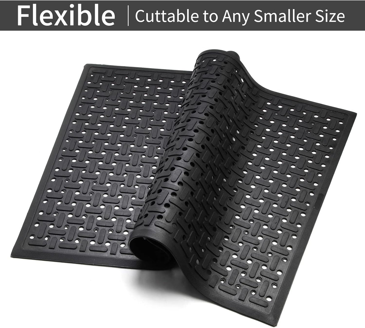 Rubber Non-Slip Waterproof Floor Mat Heavy Duty Anti-Fatigue Mats 33"x57" for Wet or Snow Deck, Restaurant Bar Kitchen Yard Boat