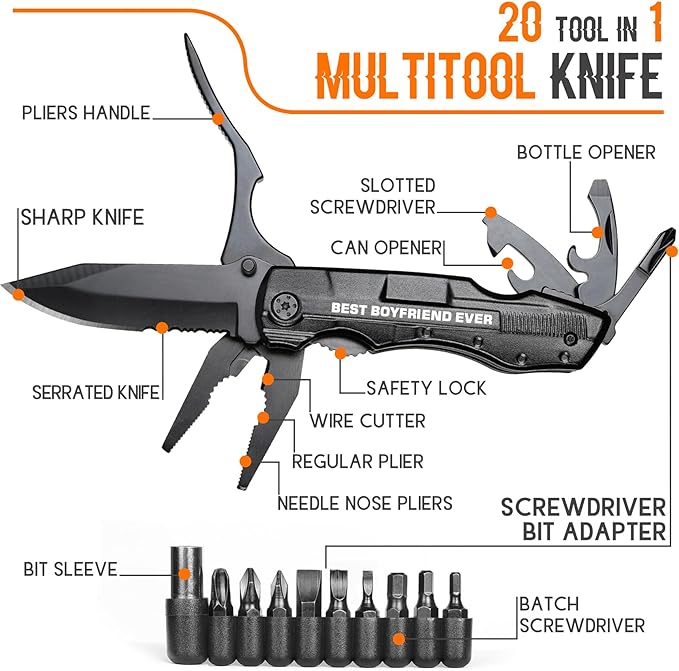 Gifts for Boyfriend, Multitool Knife"BEST BOYFRIEND EVER", Birthday Gifts for Boyfriend - Best Boyfriend Gifts, Boyfriend Christmas Gifts, Valentines Day Gifts for Boyfriend, Boyfriend Gifts