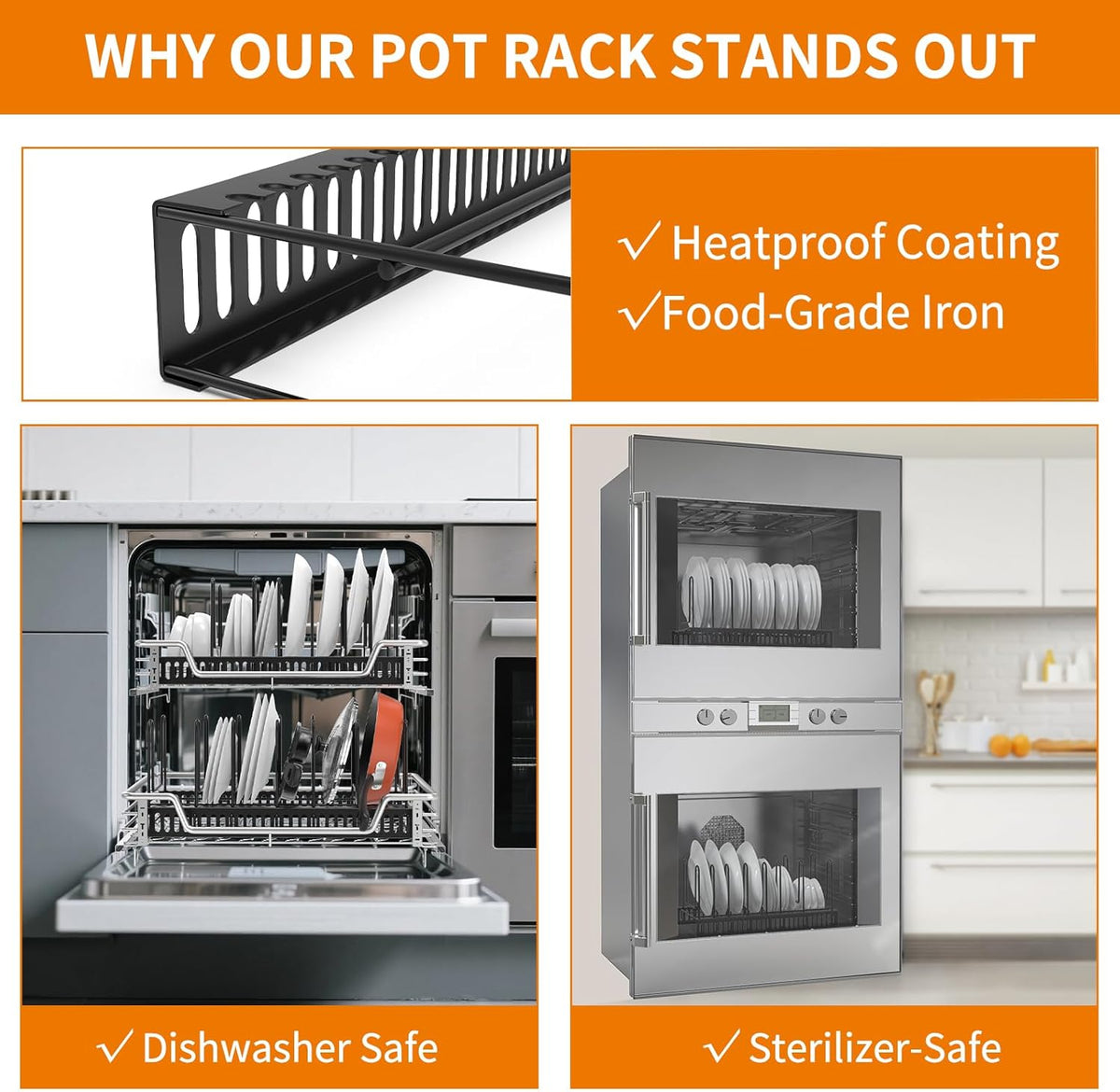 Pot Lid Organizer for Cabinet,7 Adjustable Dividers Storage for Cabinet - Heavy-Duty Pot & Pan Organizer - Perfect to Store Pots, Bakeware, Plates, Cookie Sheets, Trays, Dish, Cutting Boards