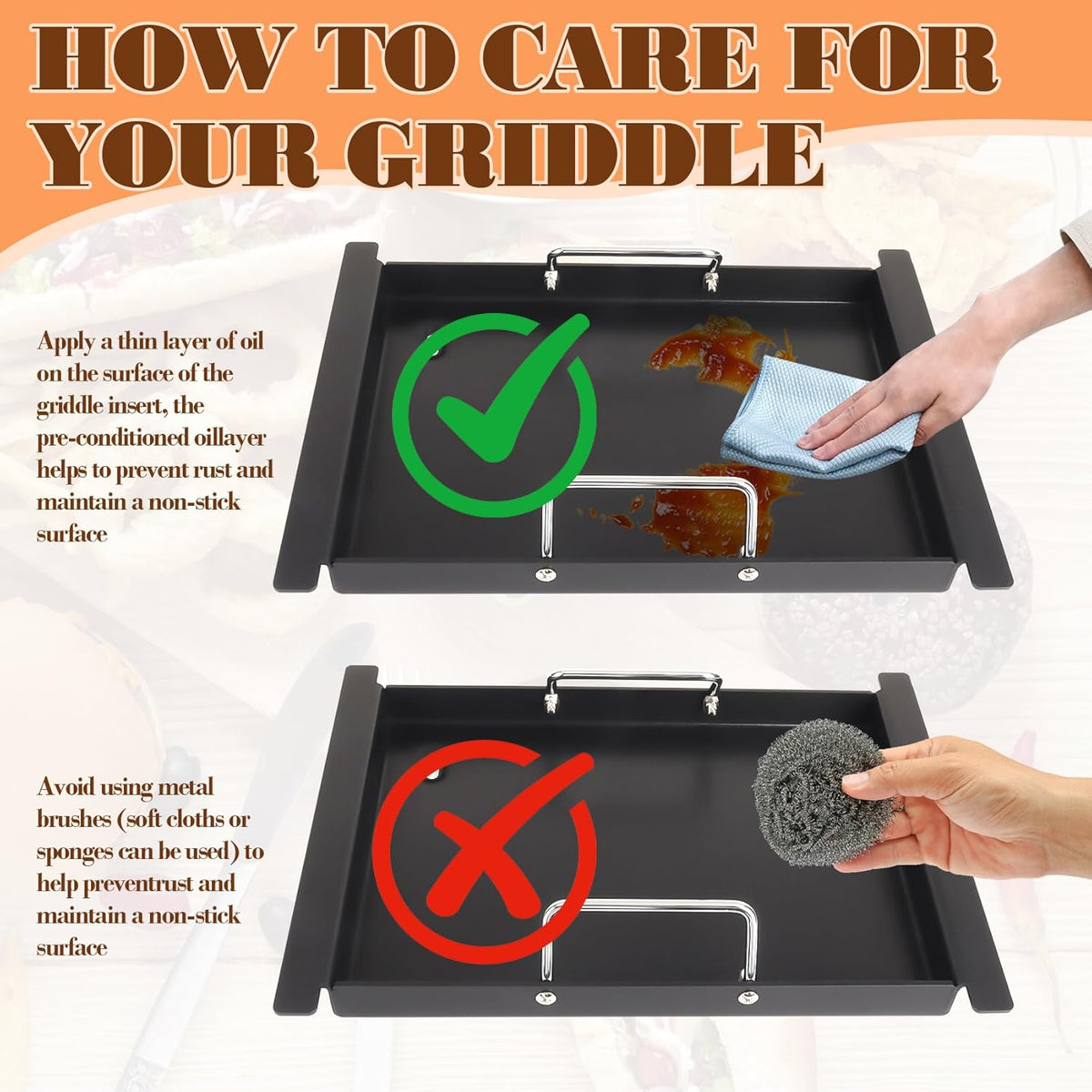 XSKHLFGRIDLE Half Griddle Replacement Parts for Ninja FlexFlame PG300 Series, Carbon Steel Griddle Insert with Grease Drain and handle for Ninja FlexFlame Grills Accessories, 17" L x 12.4" W