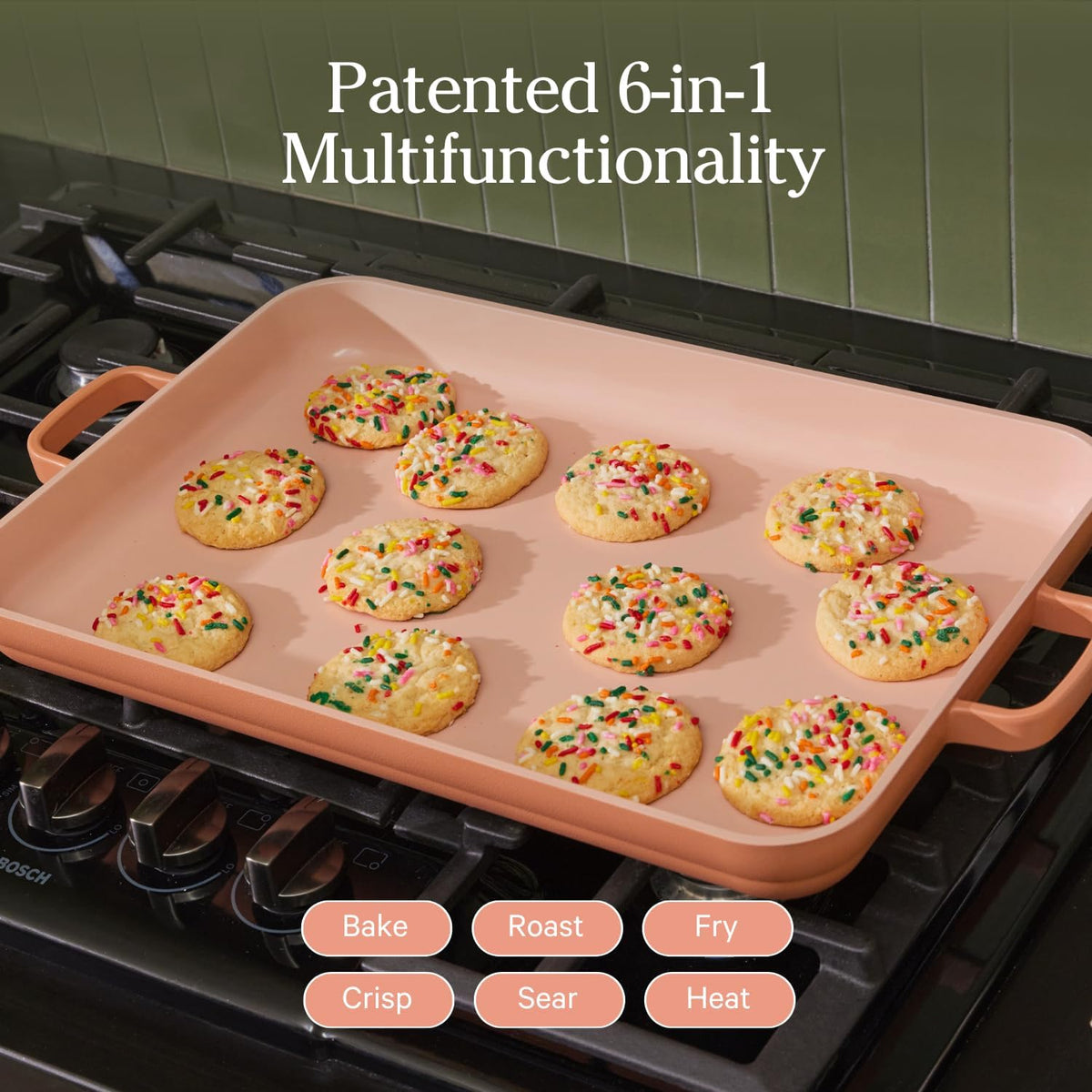 Our Place Griddle Pan - Versatile Nonstick Ceramic Sheet Pan & Stovetop Griddle | Toxin-Free, Dual-Use, with Ergonomic Handles | 5 Qt Capacity, Oven Safe Up to 450°F | Spice