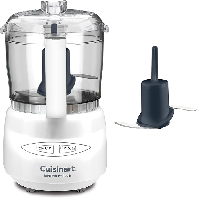 Cuisinart Mini-Prep Plus Food Processor, 24-Ounce Mini Food Processor to Chop Herbs, Vegetables, and Hard Cheese, 24-Ounce Work Bowl, Reversible Stainless Steel Blade, DLC-2A, White