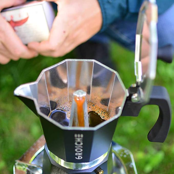 GROSCHE Milano Stovetop Espresso Maker Moka Pot 9 espresso Cup, 15.2 oz, Black. Cuban Coffee Maker Stove top coffee maker Moka Italian espresso greca coffee maker brewer percolator