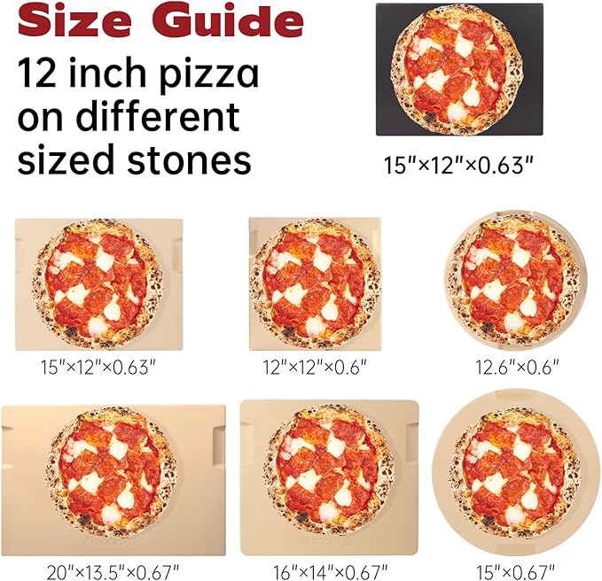 Pizza Stone, Ceramic Coating 15"x12" Rectangular Pizza Stone for Oven Grill BBQ, Easy Clean Bread Baking Stone with Unique Built-in 4 Handle