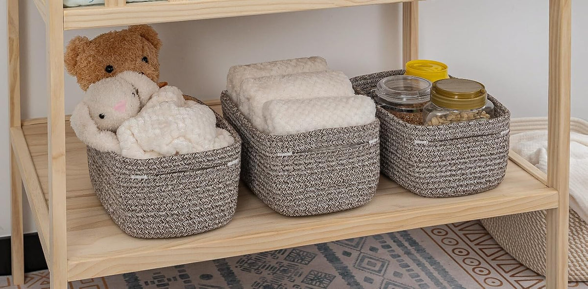 CubesLand Woven Basket for Organizing/Storage,Cube Shelf Closet Storage Baskets Bins,Long-lasting Toy Storage Basket,Stylish Room Decor Basket,Rope Basket,Mixed Dark Brown Basket for Shelves