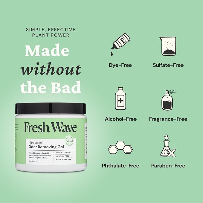 Fresh Wave Odor Removing Gel, 15 oz., Pack of 2 - Odor Absorbers for Home, Safer Odor Relief, Natural Plant-Based Odor Eliminator, Every 15 oz. lasts 30-60 Days, For Cooking, Trash & Pets