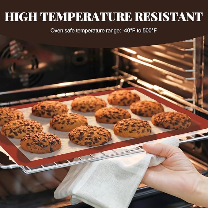 Silicone Baking Mat, 3 Pack Reusable Baking Mat, Non-Stick, Food Safe Silicone Mats for Baking, Oven Baking Sheet for Making Cookies, Macaroons, Bread