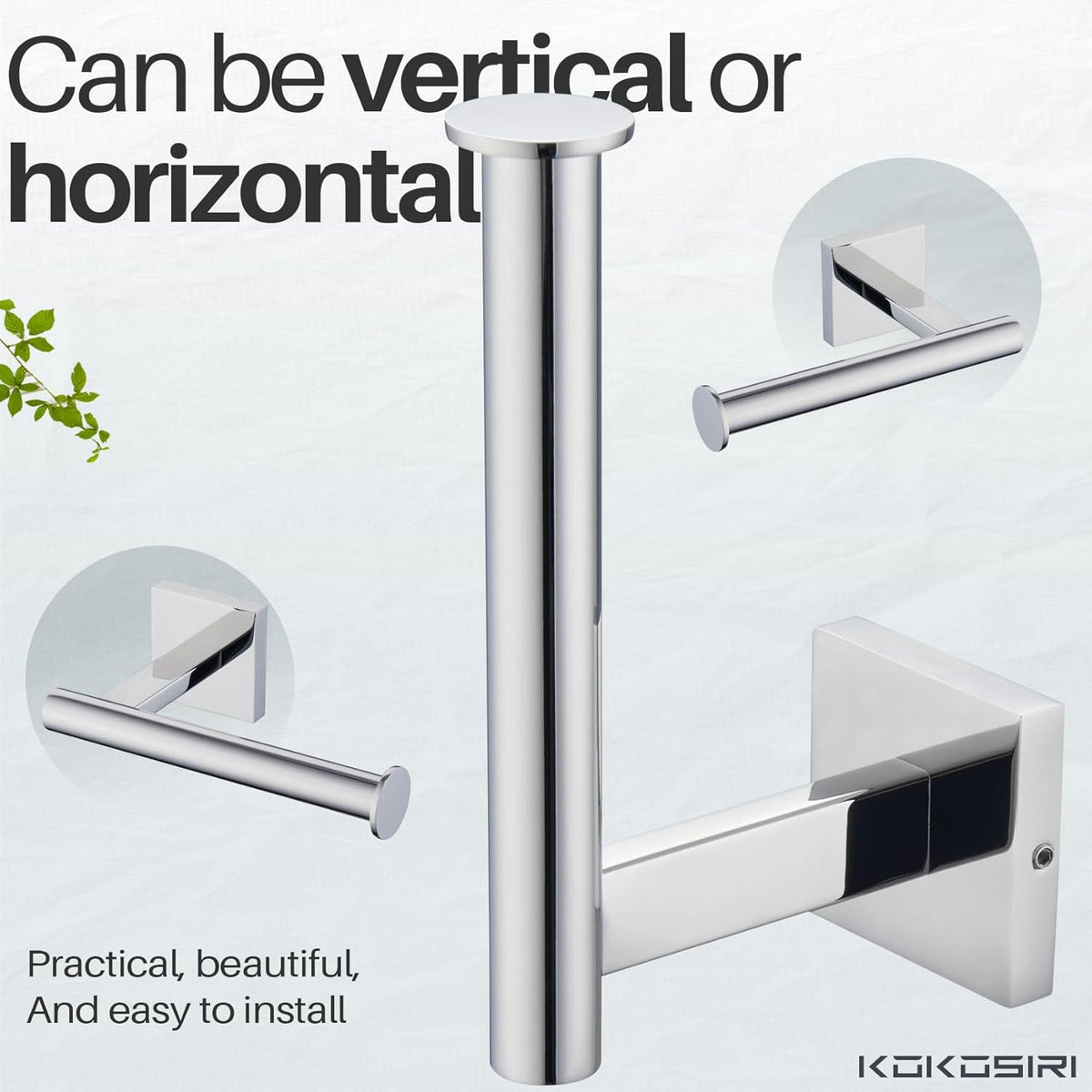 KOKOSIRI Toilet Paper Holder for Bathroom Toilet Roll Holder Hold Mega Rolls Wall Mounted, Polished Chrome Stainless Steel 2 Pack, B2008CH-P2