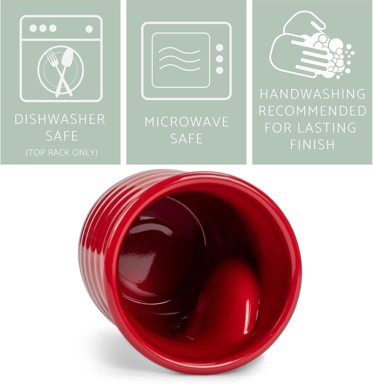 Elanze Designs Ribbed 14 ounce Ceramic Stoneware Handwarmer Mug, Red