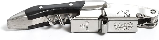Prestige By Coutale Sommelier - The French Patented Spring-Loaded Double Lever Waiters Corkscrew and Wine Bottle Opener (Blackwood)