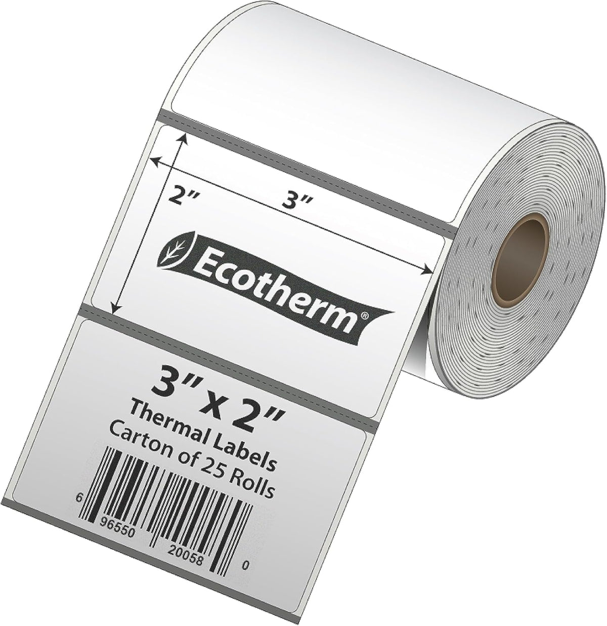 3" x 2" Mobile Printer Labels | 25 Rolls | 5250 Labels | fits Zebra ZQ630, QL420, QL320 and QLn420 Printers | Black Mark On Liner | .75" Core Rolls | by Ecotherm