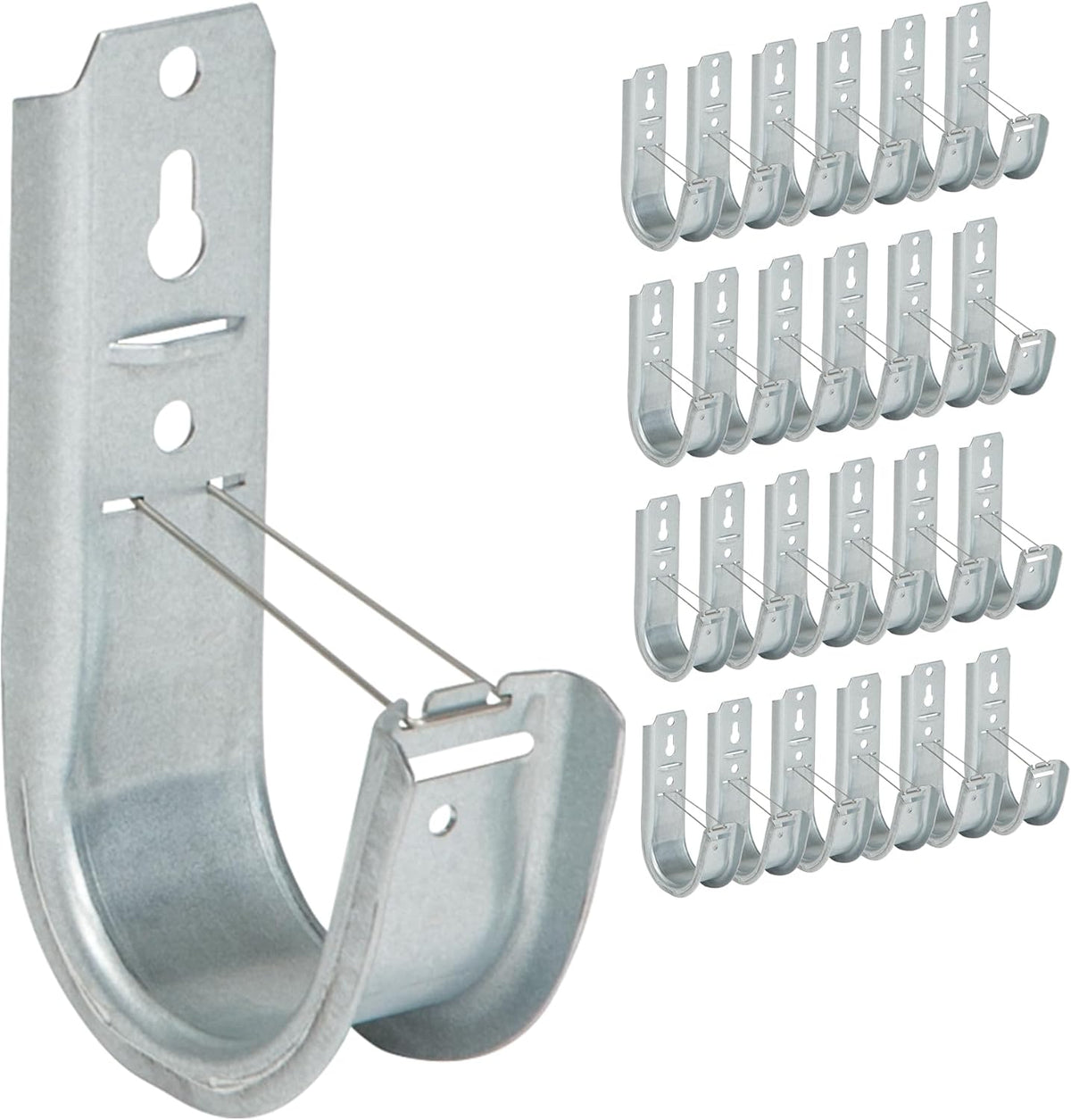 ICC 2-Inch Wall Mount J-Hook – 25-Pack, Cable Support Hooks with Retainer Clips, Galvanized Steel with Zinc Finish – for Structured Cabling and Cable Management