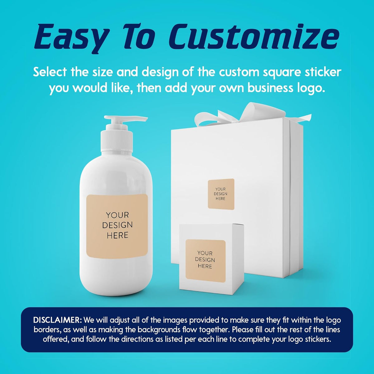 100 Custom Vinyl Stickers - Upload Your own Image, Text, Design, Logo - Personalized Logo Labels for Handmade, Packaging, Bottle, Jars, Candle, Brand Stickers (Brown, 2x2 Square)