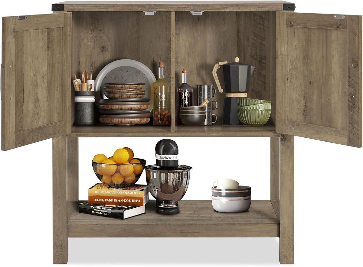 Sofa Table Console Table,Coffee Bar Cabinet,31.5 L x 13.8 D x 34.65 H Entryway Table with 2 Storage Cabinets,Farmhouse Foyer Table,Buffet Sideboard for Kitchen,Hallway (Rustic Brown)
