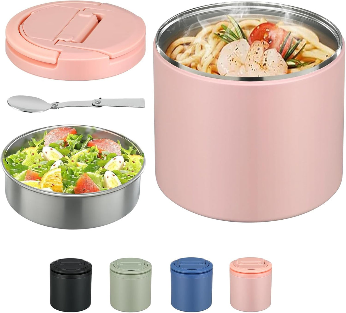 Thermo for Hot Food, Soup Thermo for Adults 40oz Lunch Containers Wide Mouth, Insulated Food Container Leak Proof Vacuum Stainless Steel With Carry Handle and Spoon BPA Free
