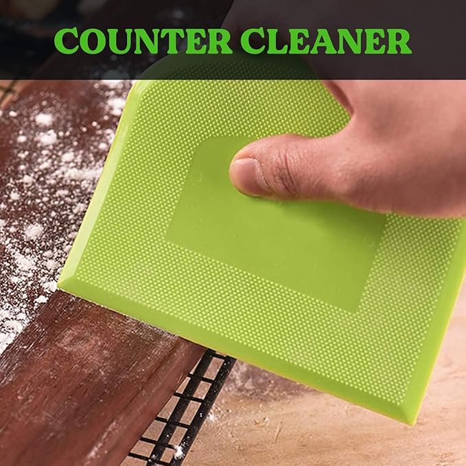 SURDOCA Dough Scraper Bench Scraper - 3P 13x7.9" Plastic Flexible Bowl Scraper, Sharp Edge & Angles Cake Scraper. Non-Slip Bakeware Decorating Tools Sculpting & Modeling Tools - Pink+White+Green