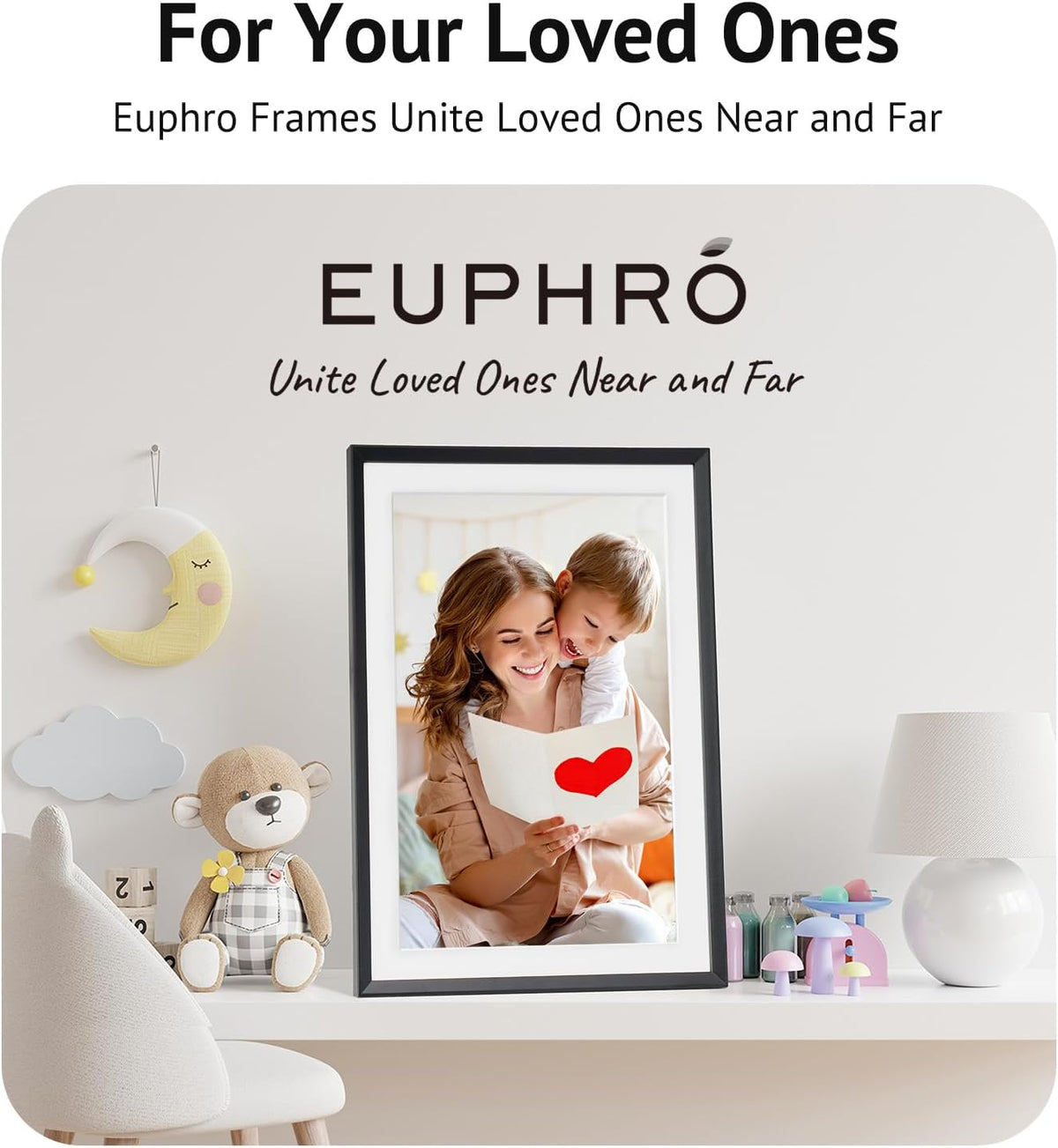 15.6'' Digital Picture Frame with 1920x1080 IPS Touch Screen, Smart Digital Photo Frame with 32GB Storage, Easy Setup to Share Photos/Videos via Free App
