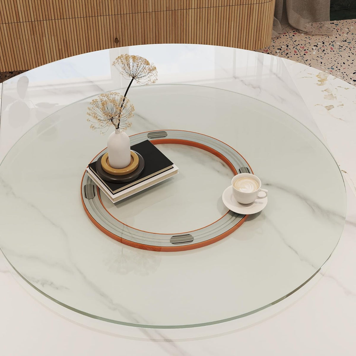 31.5" Lazy Susan for Table Top Tempered Glass Rotating Serving Tray for Dining Table, Kitchen Lazy Susan Organizer Spinning Rotating Food Server Party Centerpieces