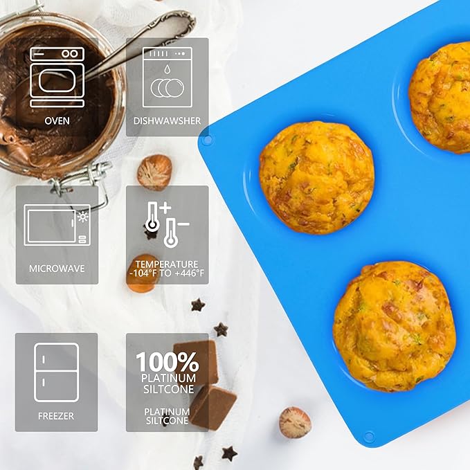 Sidosir 2Pcs Popover Pan for Baking - Professional Extra Deep Silicone Popover Molds, Non-Stick, Easy to Clean, Grade Materials