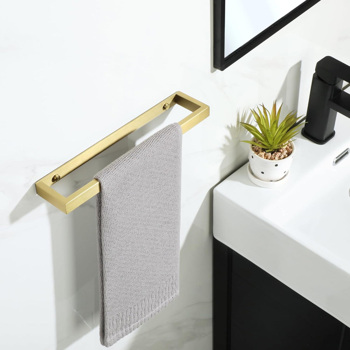 Alise Bathroom Towel Bar, Self Adhesive Hand Towel Holder, Two Usage Methods, 304 Stainless Steel Gold Towel Bar, Wall Mount Bath Towel Rack 12 Inch, GJF030-G
