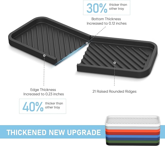 EG-SIPRO Kitchen Sink Organizer Tray,Sponge Holder for Kitchen Sink Bathroom Counter Tray Sponge Caddy Silicone Soap Holder for Soap dispenser, Bottle, Dishwashing Accessories(2-pack)