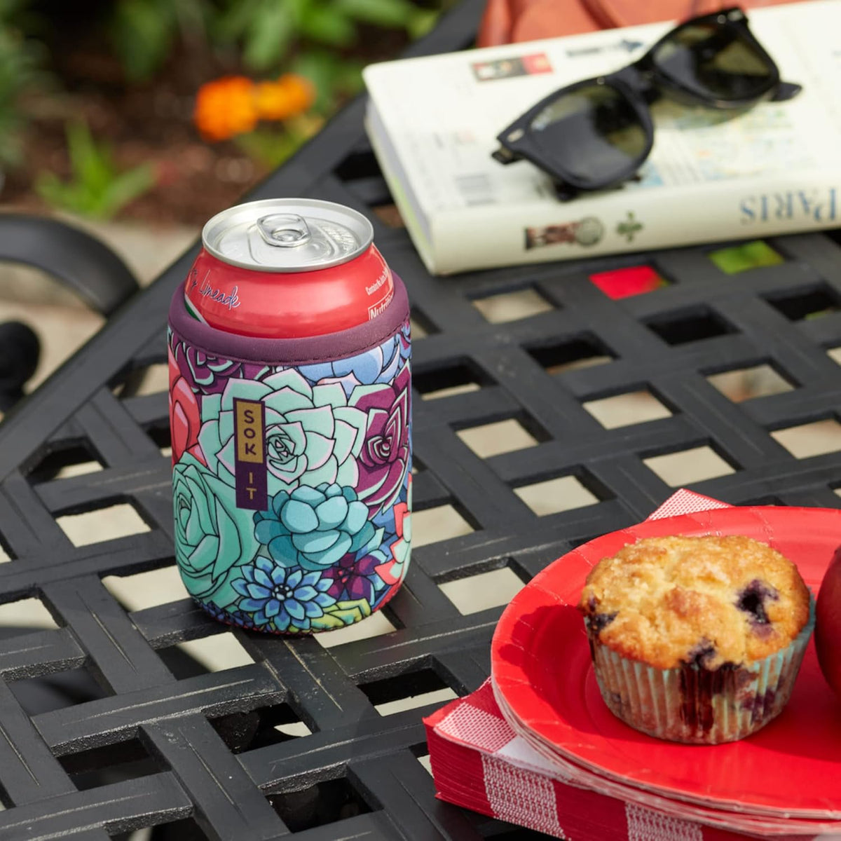 Sok It CanSok Sleeve for Beer & Soda Insulated Neoprene Cover (Boho Floral, 16oz Can Sleeve)
