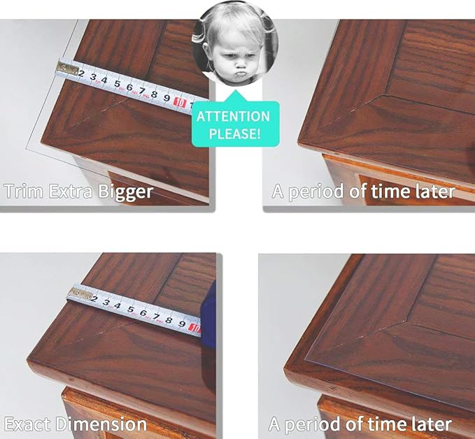 NECAUX Custom 39.4 x 94.5 Inch Clear Table Cover Protector, 1.5mm Thick Wood Grain Transparent Table Pad Non-Slip Tablecloth Plastic Protective Pad for Dining Room Table, Conference Table