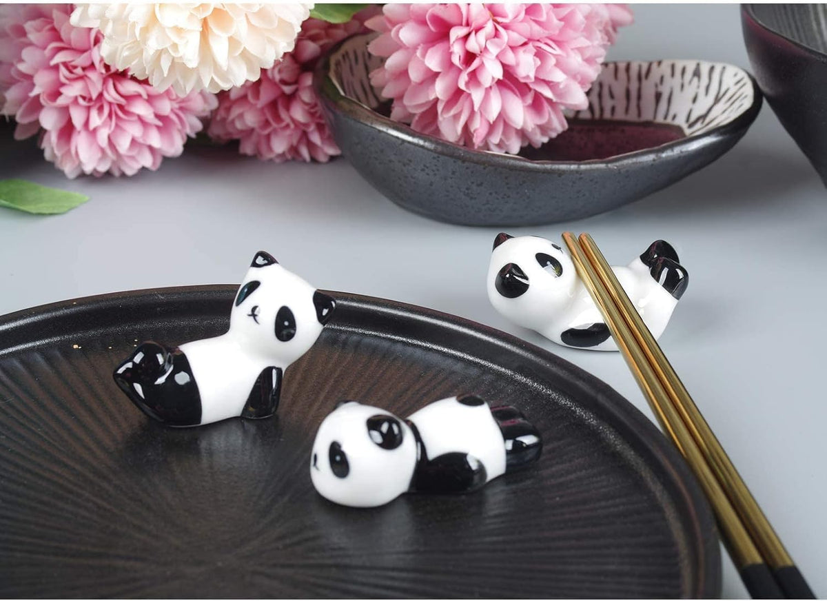 YEYILILINHONG 6PCS Cute Ceramic Panda Chopsticks Rest Rack Stand Holder for Chopsticks, Ceramic Ware Chopsticks Stand Rest Rack，Gift for Boys Girls Kids