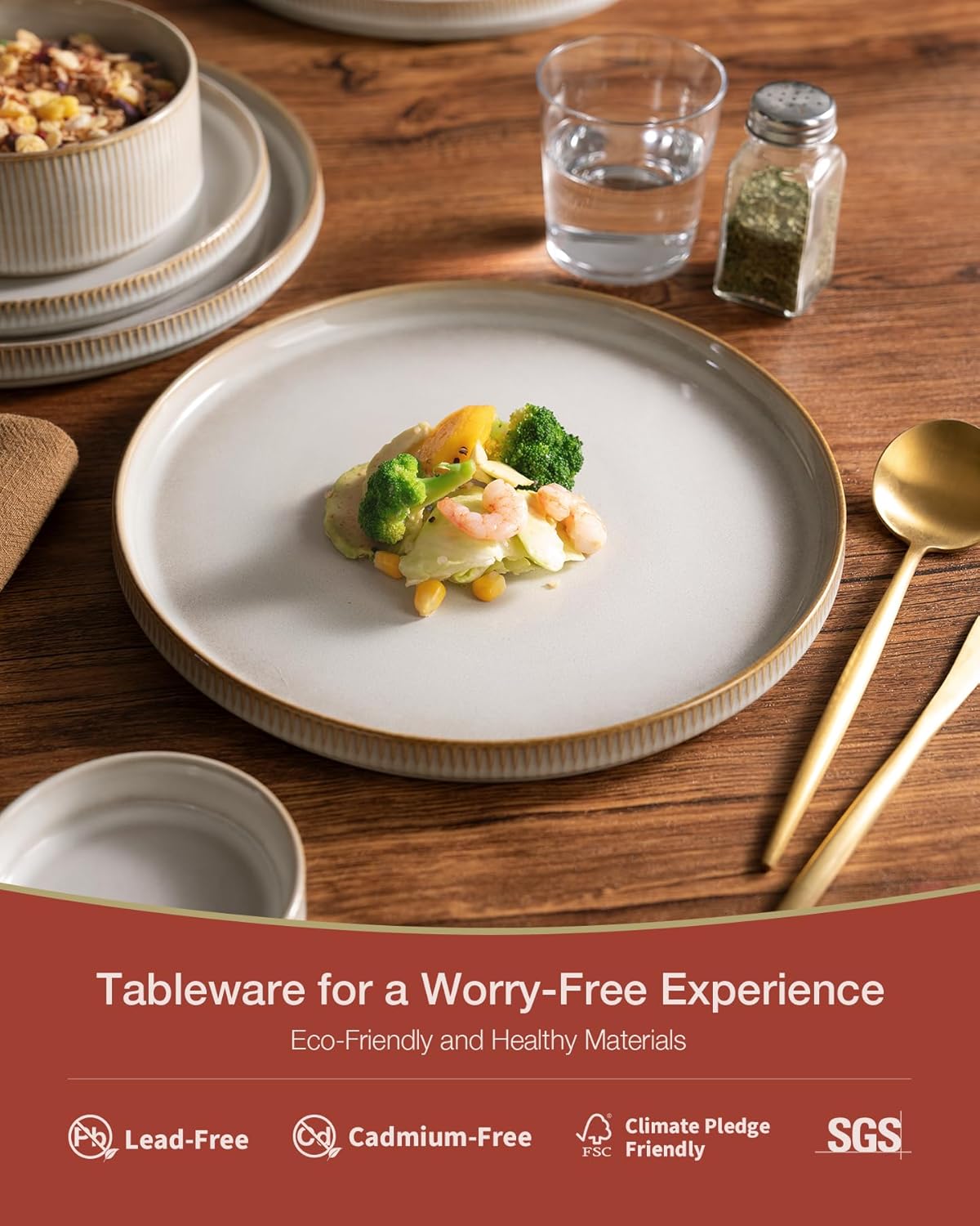 Famiware Star Plates and Bowls Sets, Modern Stoneware Dinnerware Sets for 6, 18-Piece Kitchen Dish Set - Chip and Scratch Resistant, Microwave and Dishwasher Safe Tableware, Cappuccino White