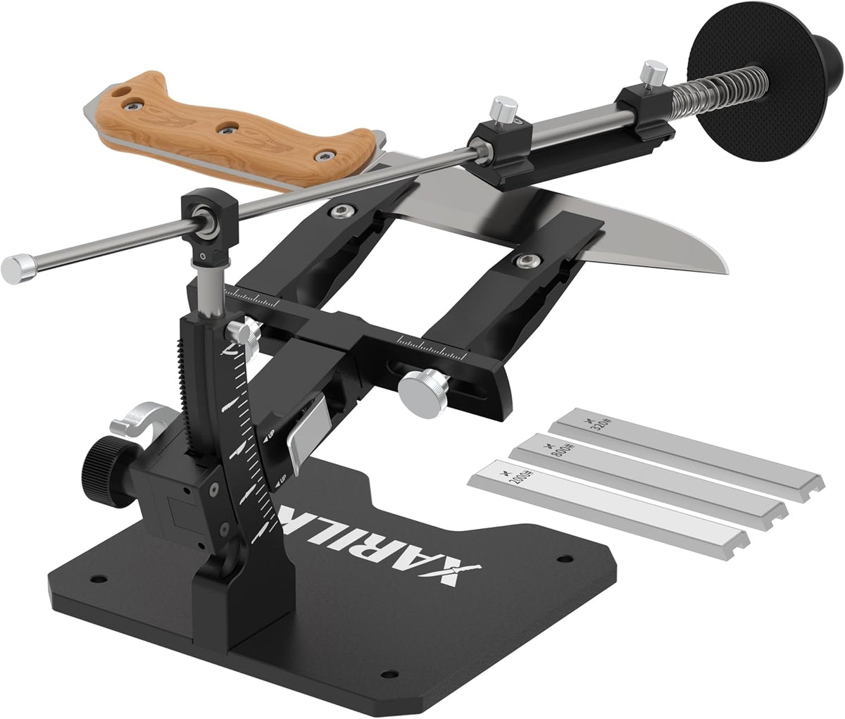 GEN3 Guided Knife Sharpening System, Aluminium | Professional knife sharpener, Knife Sharpening Kit W / 3 Al Plates Diamond (320#, 800#, 2000#) for For Hunting & Kitchen Knives