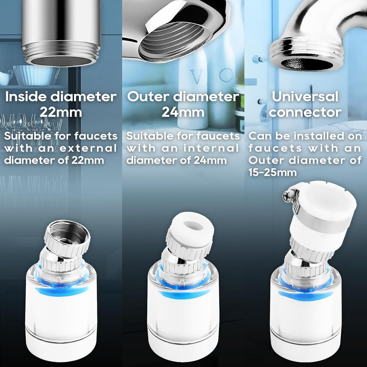 Rotating Faucet Extender Sink Aerator, Sink Filter Water Faucet, 360 ° Faucet Extender, With Universal Converter, Swivel Multifunctional Robotic Arm for Home Kitchen Bathroom - 2 Pcs