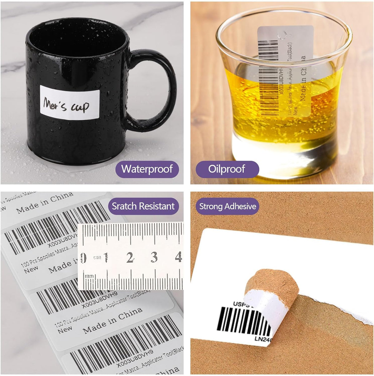 2000 Pcs White Labels Stickers to Write On 2 x 1 Inch, Waterproof and Oil Resistant Blank Barcode Labels for Food Containers Jars Pantry Organization