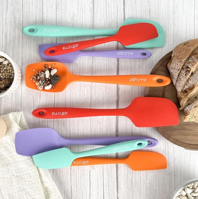 Elihome Chef Series 3 Piece Silicone Spatula Set - 600°F Heat Resistant Non Stick Rubber Kitchen Scraper Spatulas for Cooking, Baking, and Mixing – BPA Free and LFGB Certified Silicone (Red)
