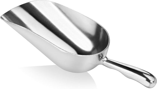 New Star Foodservice 34523 One-Piece Cast Aluminum Round Bottom Bar Ice Flour Utility Scoop, 12-Ounce, Silver (Hand Wash Only)