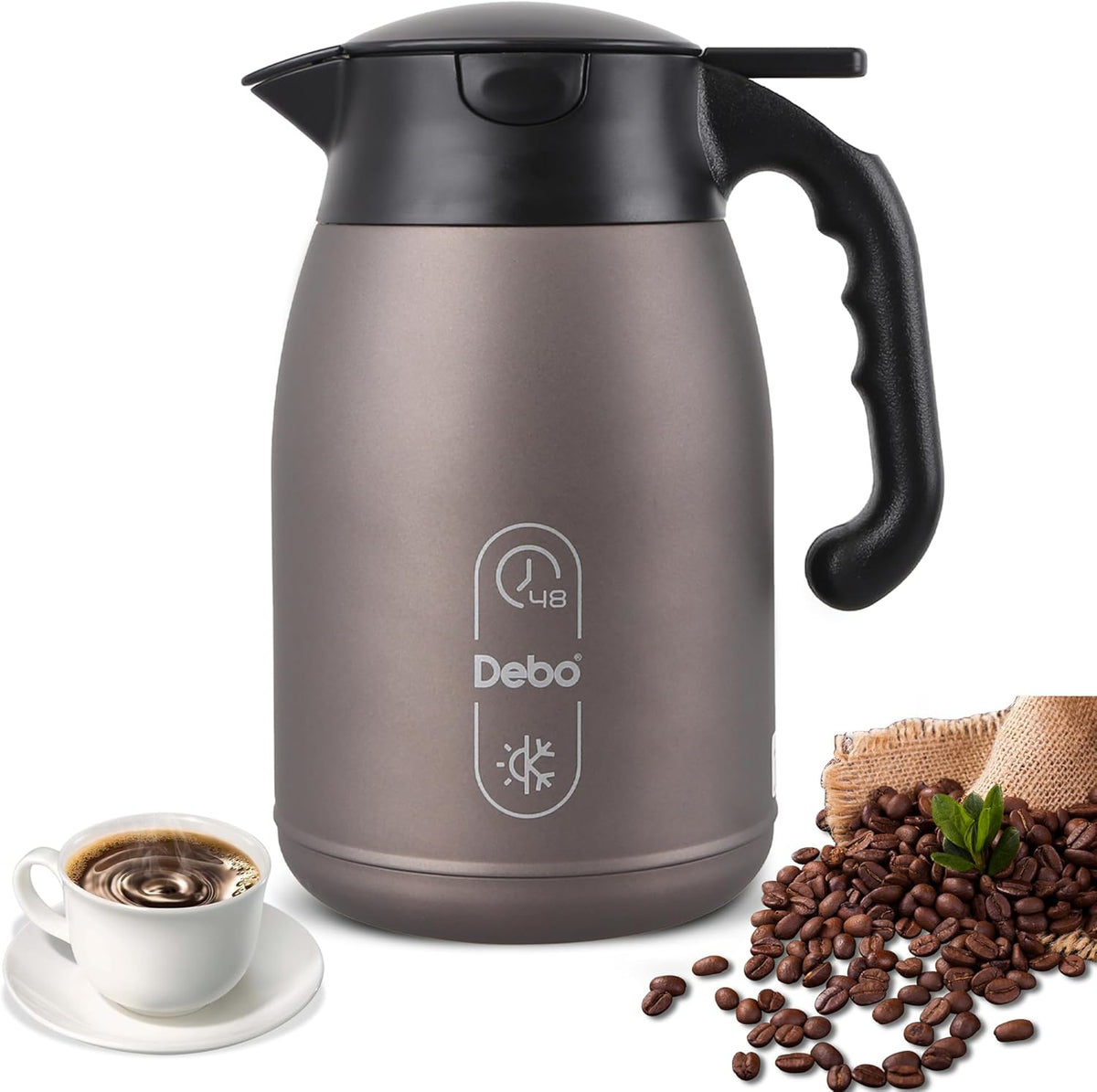 Thermal Coffee Carafe-71oz vacuum Coffee Carafe For Keeping Hot Liquids,Coffee Carafe,Thermal Stainless Steel, Coffee Carafes Press On Lid, Coffee Dispenser.(2.1l) oatmeal