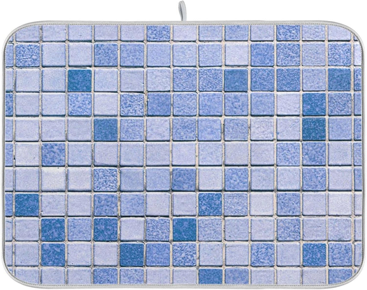 Super Absorbent Dish Drying Mat, Microfiber Fast-Drying Dish Mat, 16" x 18", Kitchen Dish Drying Pad, Mosaic Pattern