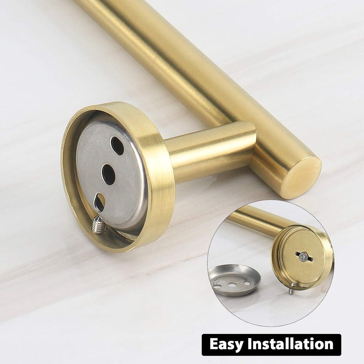 NearMoon Bath Towel Bar, Bath Accessories Thicken Stainless Steel Shower Towel Rack for Bathroom, Towel Holder Wall Mounted (1 Pack, Brushed Gold, 16 Inch)